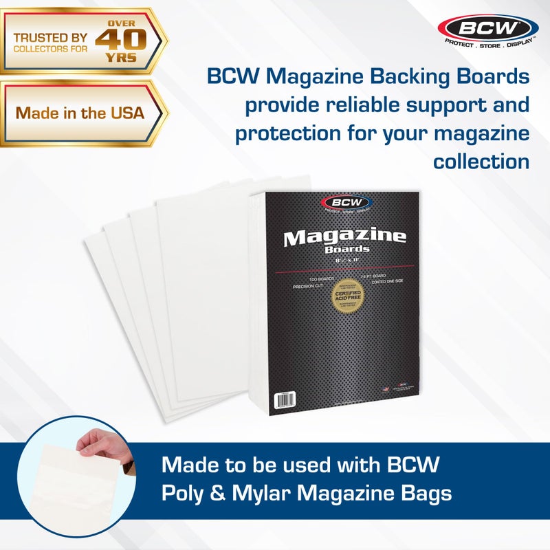 BCW ألواح دعم مجلة BCW 8.5" x 11" - عبوة 100 | ألواح خالية من الحمض بسمك 24 نقطة للقصص المصورة، تخزين الأقمشة، الحرف اليدوية والمقتنيات | مقطوعة بدقة لحماية الأرشيف - Image 2